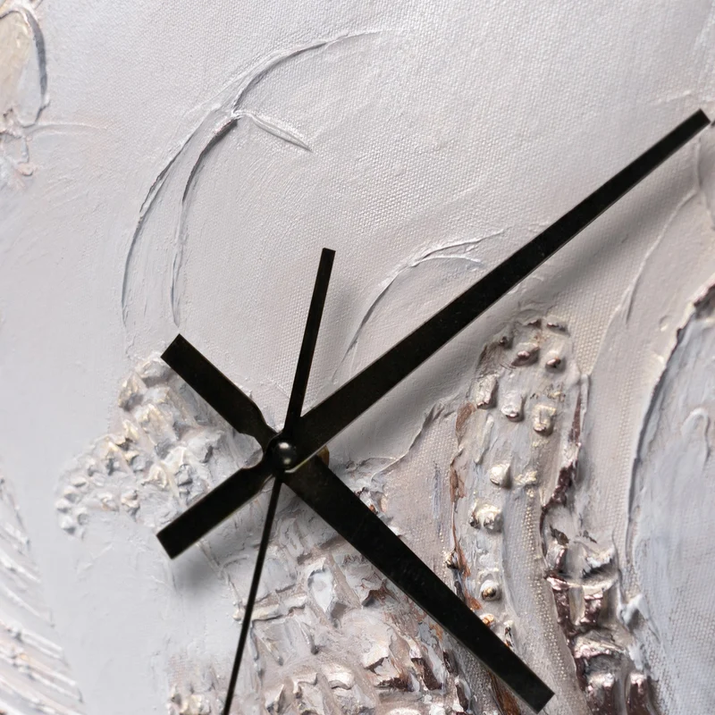 Ausgefallene Wanduhr lautlos – Handgemachte Mischtextur Silber & Rosé-Gold, quadratisch