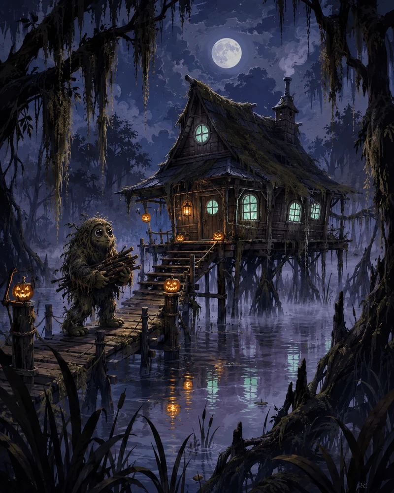 Malen nach Zahlen – Die Hütte des Sumpfmonsters