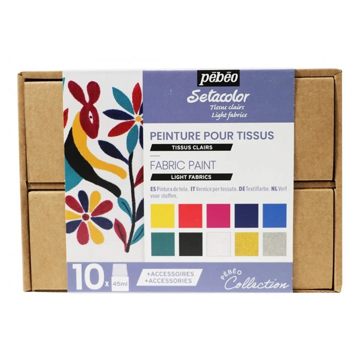 Pebeo Set of Fabric Paints for Light Fabrics Setacolor Opaque / 10x45 ml