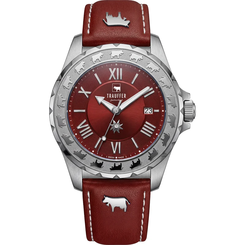 3 Zeiger Rot Silber Rot 34mm