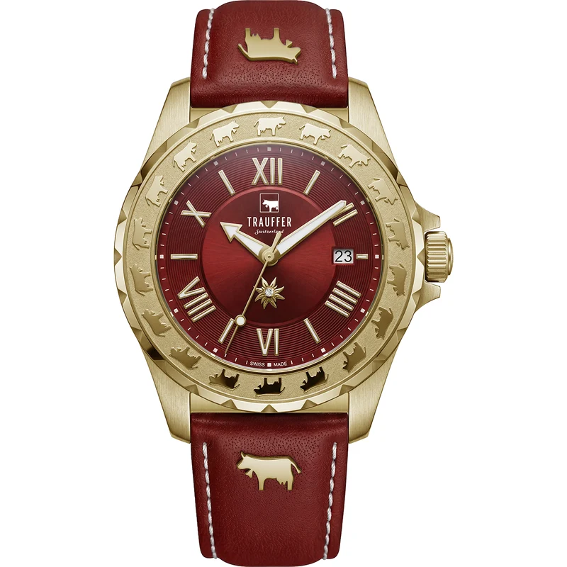 3 Zeiger Rot Gold Rot 34mm
