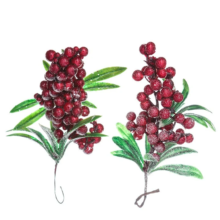 Decorative Red Berry Branches, Set of 2