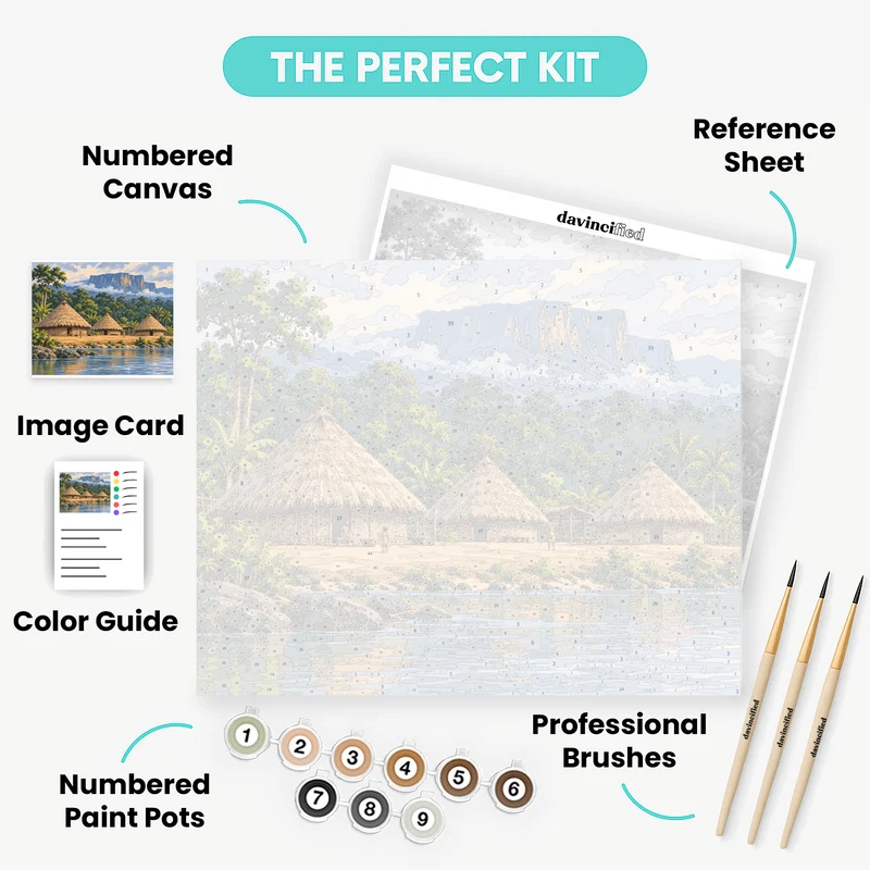 Pemon Village Below the Tepui - Paint by Numbers Kit