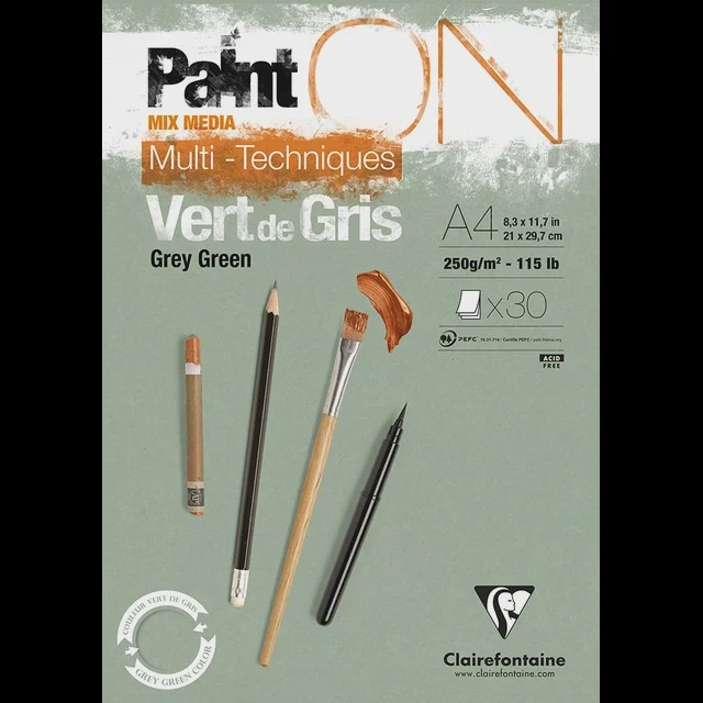 Clairefontaine Paint'On Mix Media Grey Green Pads