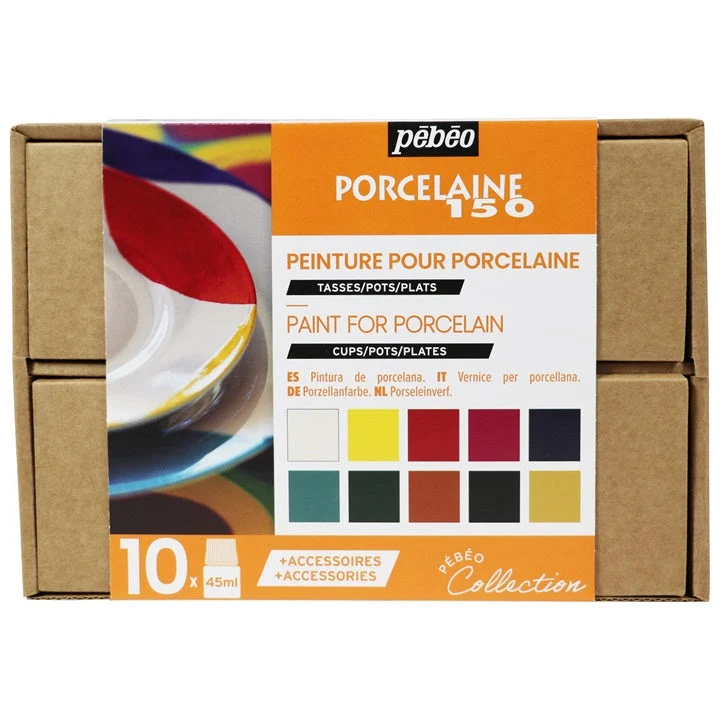 Pebeo Porcelaine 150 Ceramic Paint Set, 10 x 45 ml