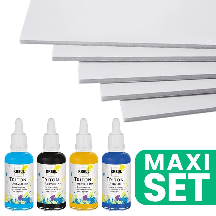 Set of Triton Inks and White Foam Board A3