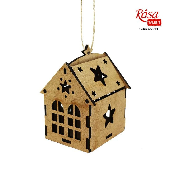 ROSA TALENT Decorative Base, House with Star, MDF, 7.0x7.0x10 cm