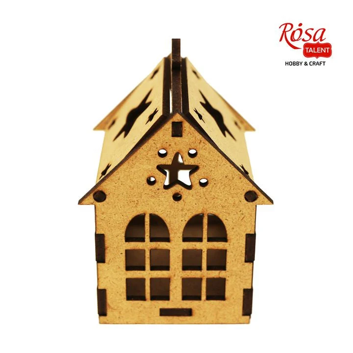 ROSA TALENT Decorative Base, House with Star, MDF, 7.0x7.0x10 cm
