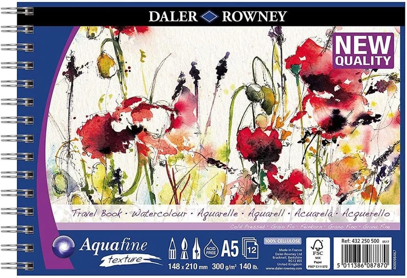 Aquafine Watercolour Travel Book A5 Spiral Bound