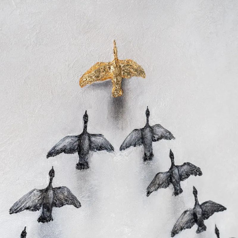 Together We Soar – handgemaltes Motivationsbild fürs Büro mit 3D-Relief, 140 × 70 cm