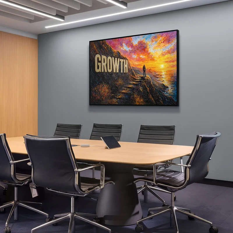 GROWTH – 3D Motivationsbild mit Reliefschrift, 120 × 80 cm