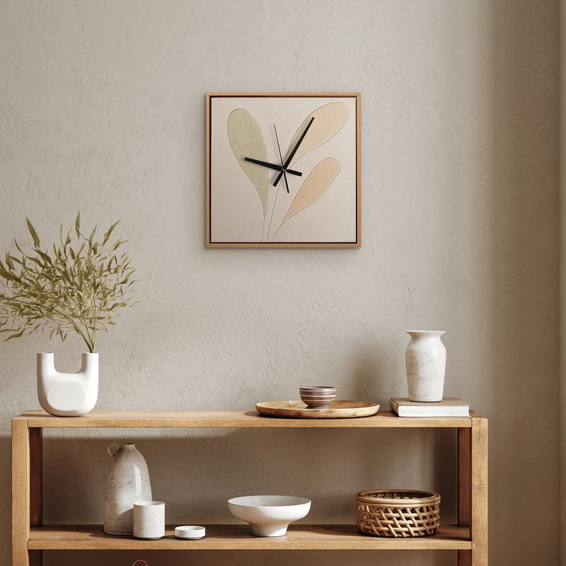 Handgemalte originelle Wanduhr mit floraler Abstraktion – 35×35 cm