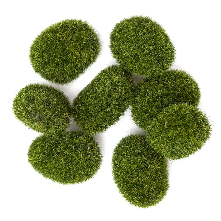 Decorative Moss Stones, Set of 8