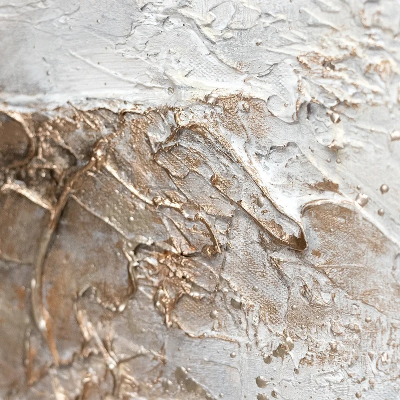 Triptychon „Ästhetik" – Dreiteiliges Gemälde in Weiß & Gold, handgemalt mit Rahmen