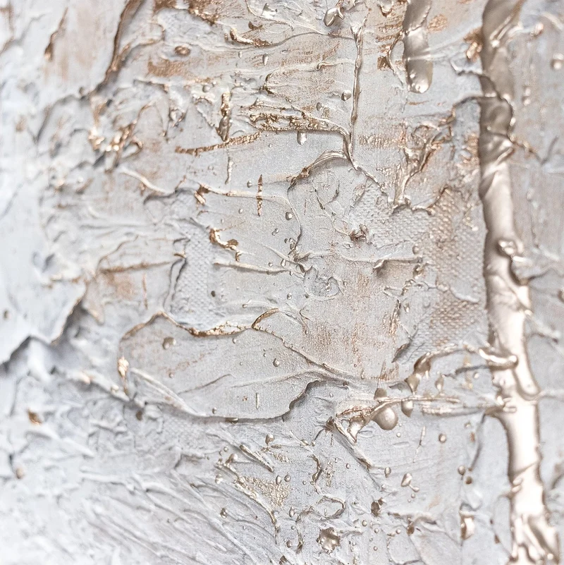 Triptychon „Ästhetik" – Dreiteiliges Gemälde in Weiß & Gold, handgemalt mit Rahmen