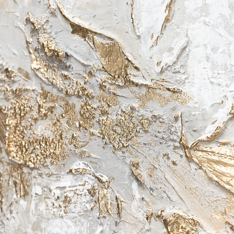 Triptychon „Geschichte" – Handgemaltes abstraktes Wandbild in Beige & Gold