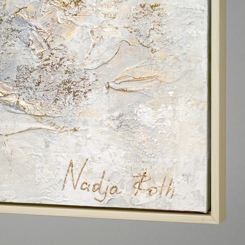 Triptychon „Geschichte" – Handgemaltes abstraktes Wandbild in Beige & Gold