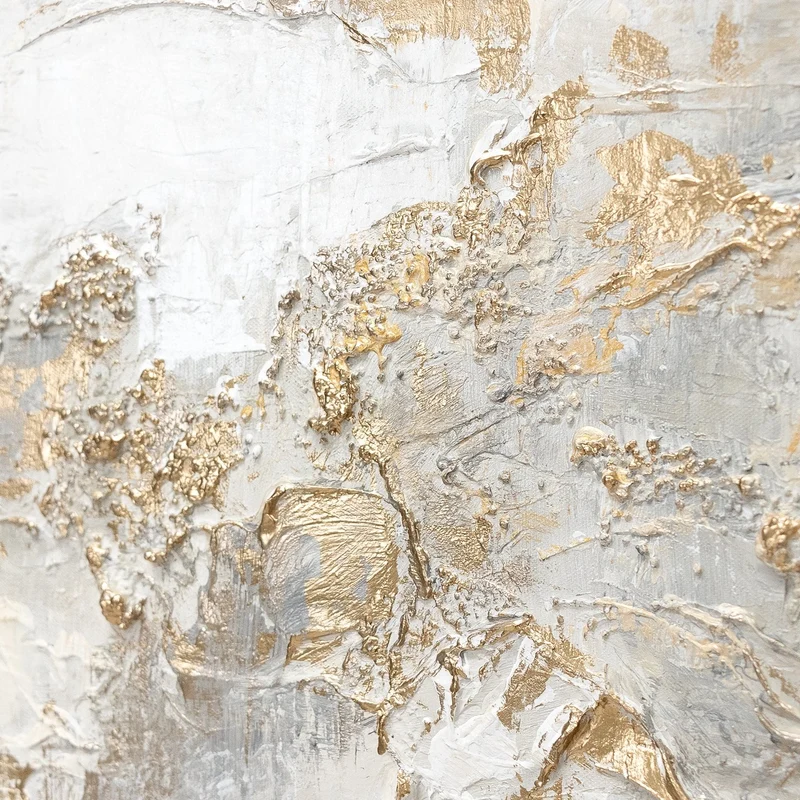 Triptychon „Geschichte" – Handgemaltes abstraktes Wandbild in Beige & Gold