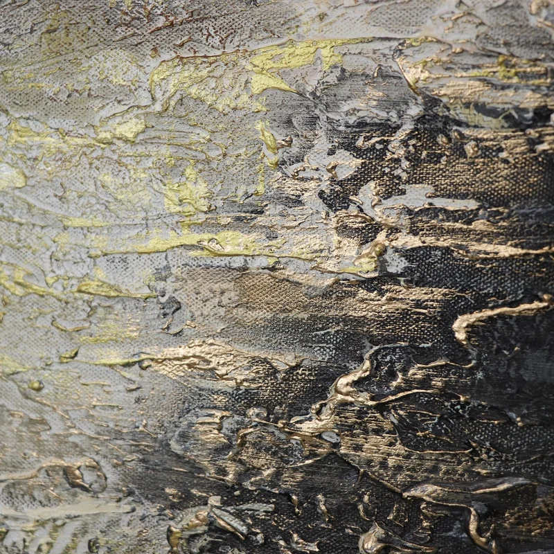 Triptychon „Kraft der Elemente" – Handgemaltes abstraktes Wandbild in Gold & Gra
