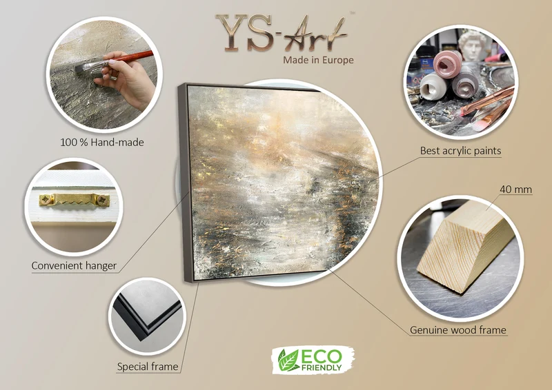Triptychon „Kraft der Elemente" – Handgemaltes abstraktes Wandbild in Gold & Gra