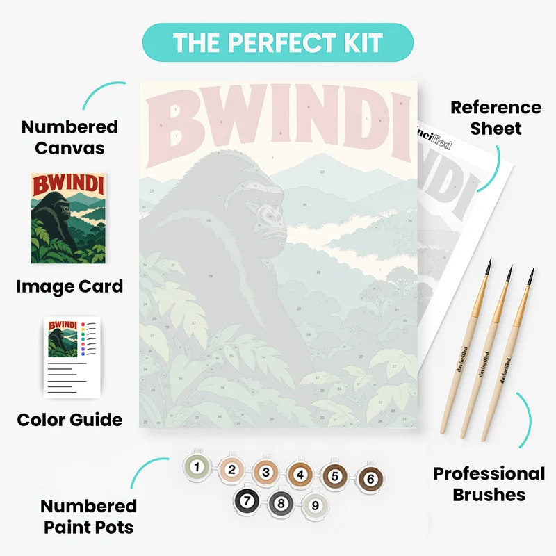 Bwindi Mountain Gorilla Poster - Paint by Numbers Kit