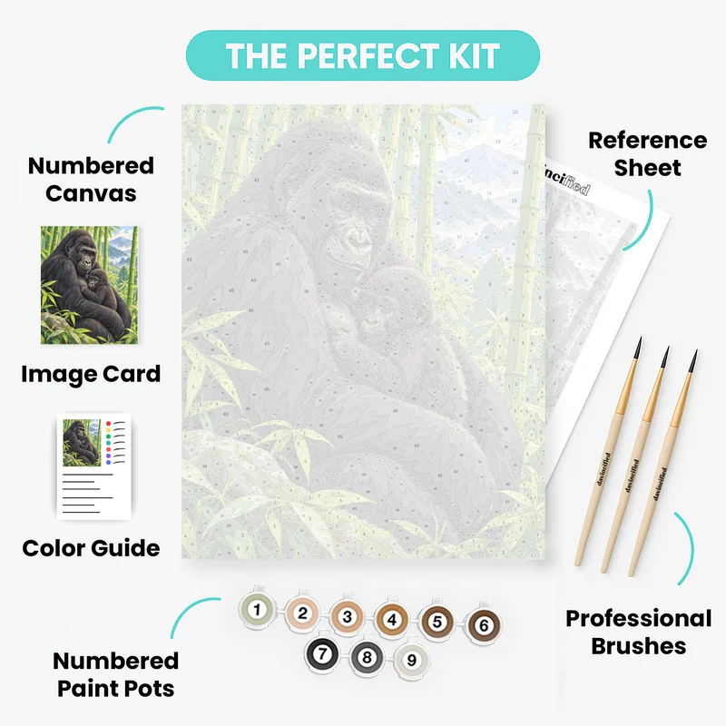 Mother Gorilla and Baby - Paint by Numbers Kit