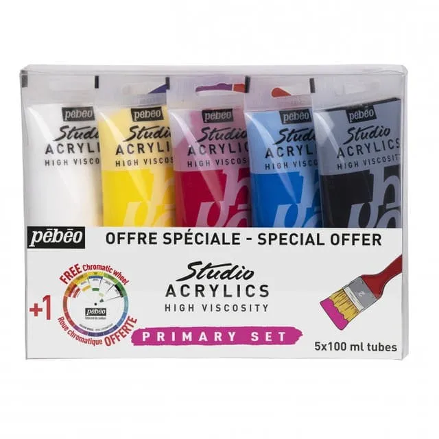 Pebeo Studio Acrylic Set of 5x100ml Primary Set