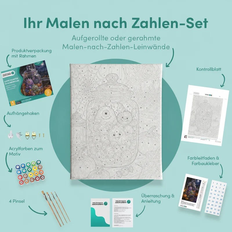 Malen nach Zahlen – Kleine Monster im Bonbonglas