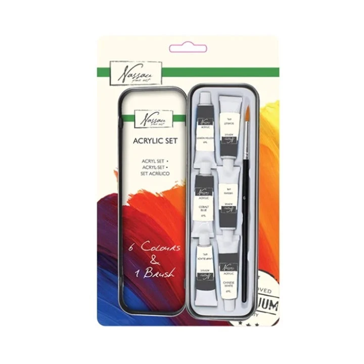 Nassau Fine Art Acrylic Paint Set with Brush