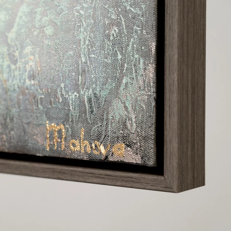 Triptychon „Sonnenenergie" – Handgemaltes Wandbild mit goldener Sonne