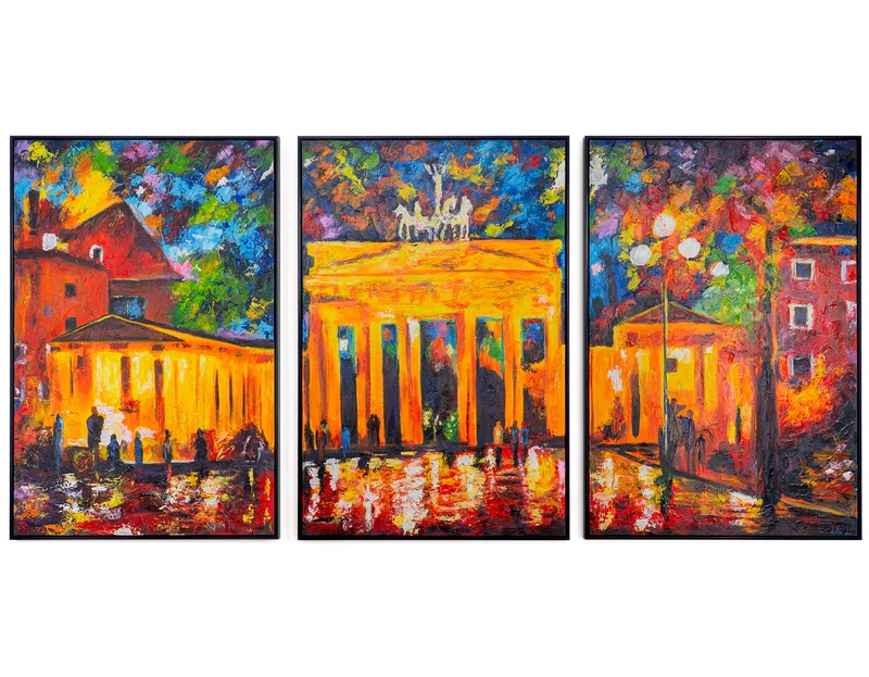 Triptychon „Brandenburger Tor" – Handgemaltes Berlin Wandbild in leuchtenden Farben