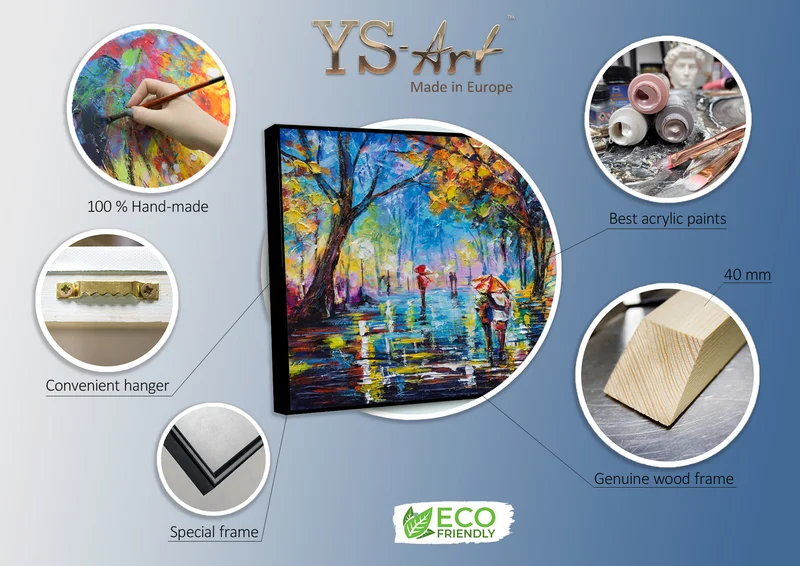 Triptychon „Herbstliche Allee" – Handgemaltes Herbst Wandbild mit Stadtpark