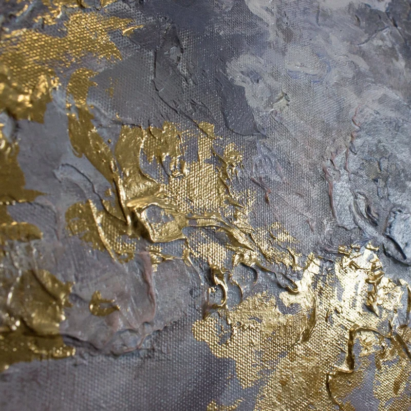 Triptychon „Renaissance-Zeit" – Handgemaltes abstraktes Wandbild in Blau & Gold
