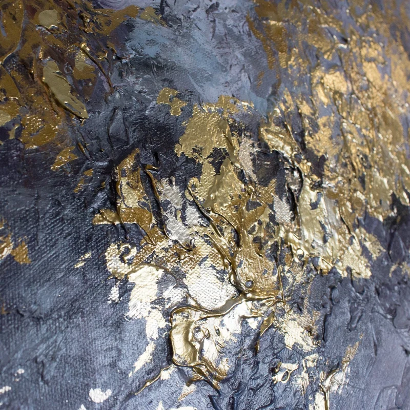 Triptychon „Renaissance-Zeit" – Handgemaltes abstraktes Wandbild in Blau & Gold