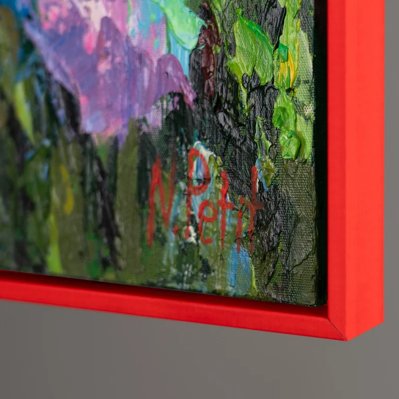 Moderne Gemälde "Blumige Farben" mit Rahmen Bilder Wohnzimmer
