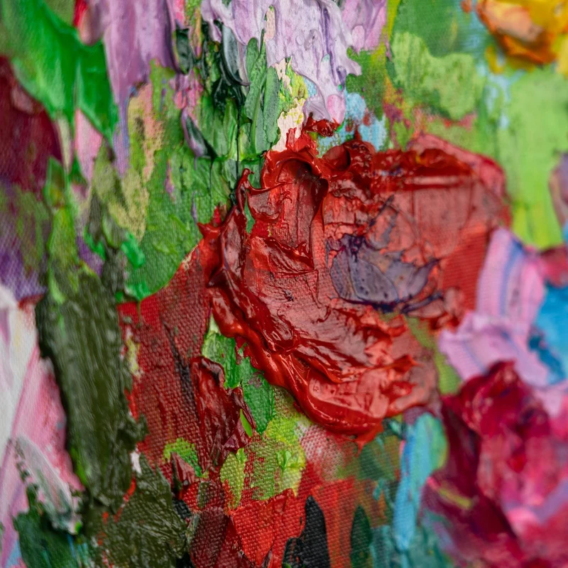 Moderne Gemälde "Blumige Farben" mit Rahmen Bilder Wohnzimmer