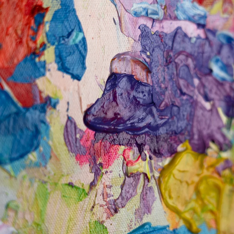 Moderne Gemälde "Blumige Farben" mit Rahmen Bilder Wohnzimmer