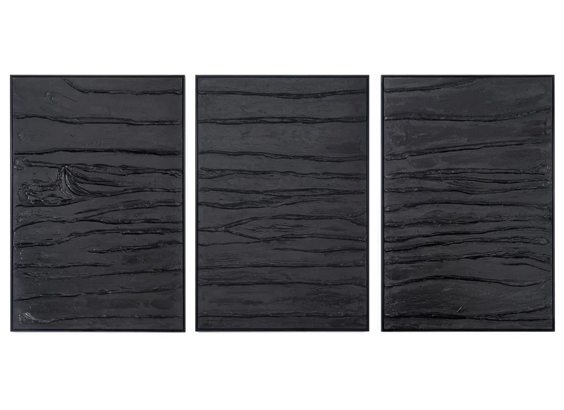 „Samt“ – Handgemaltes Triptychon Modern mit schwarzem Rahmen