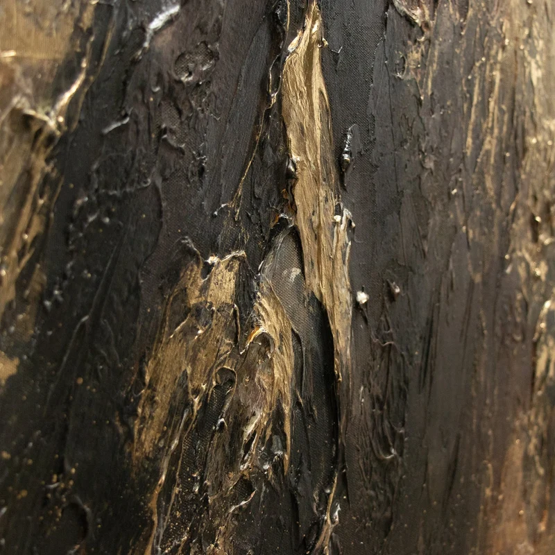 „Spiegelungen III“ – Handgemaltes Triptychon Modern mit schwarz-goldenem Rahmen