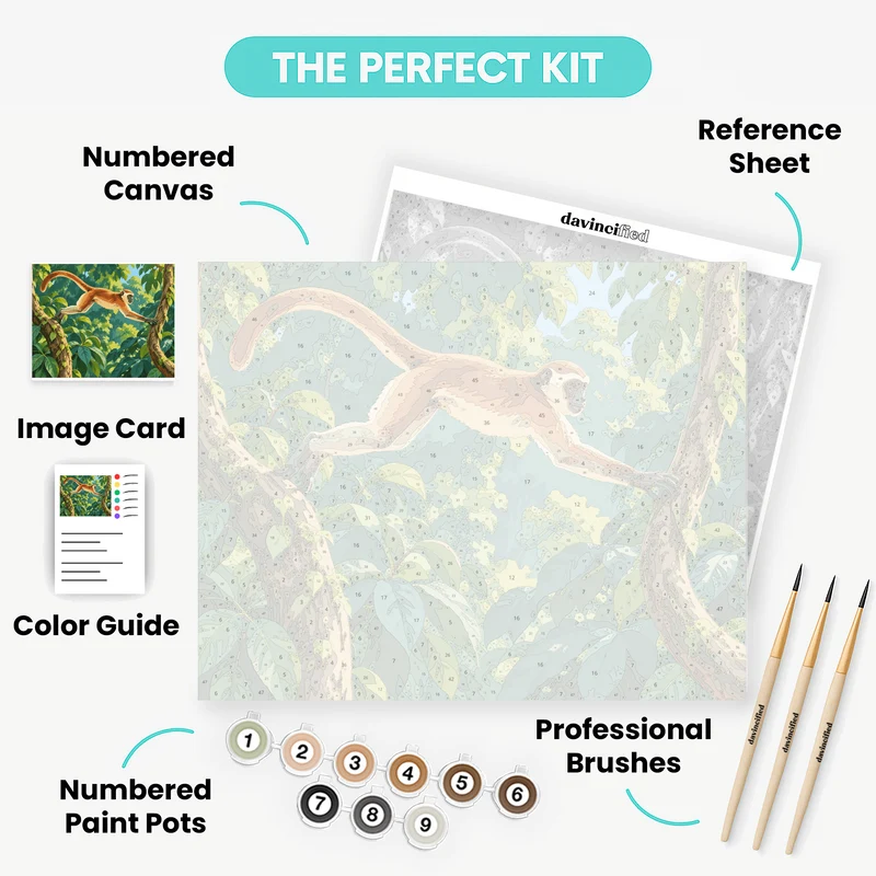 Leaping Red-Tailed Monkey - Paint by Numbers Kit