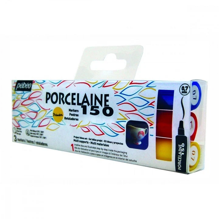 Pebeo Porcelaine 150 Set of 3 Porcelain Markers - Primary Fine