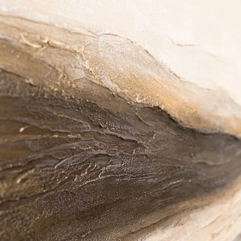Gemälde auf Leinwand mit Rahmen „Spuren des Windes“ – Handgemalte Wandkunst in Naturtönen