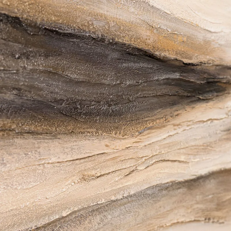 Gemälde auf Leinwand mit Rahmen „Spuren des Windes“ – Handgemalte Wandkunst in Naturtönen