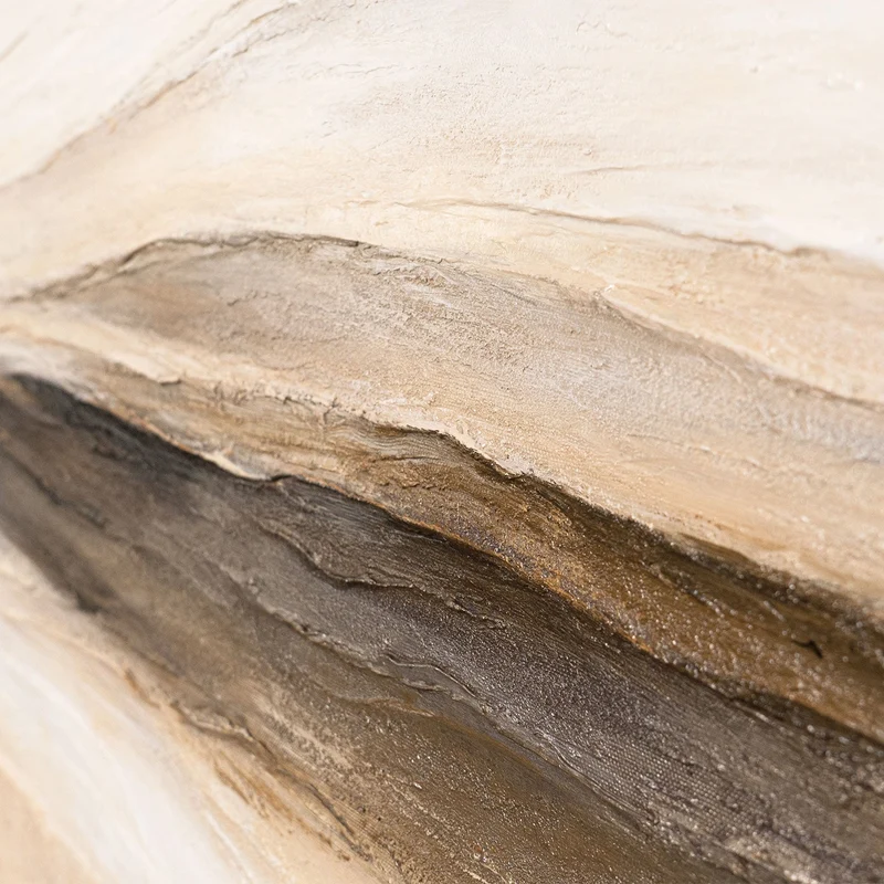 Gemälde auf Leinwand mit Rahmen „Spuren des Windes“ – Handgemalte Wandkunst in Naturtönen