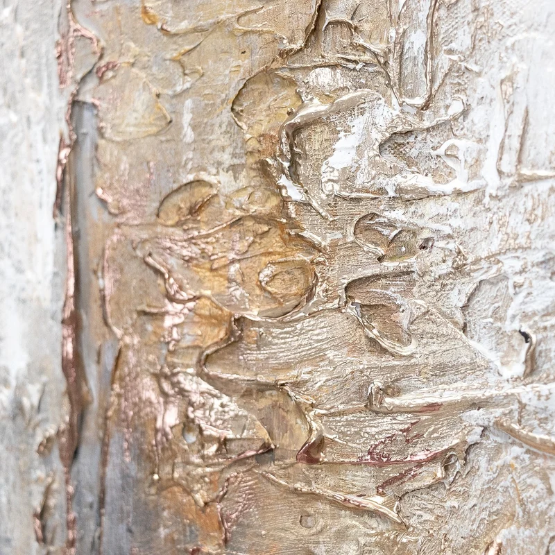 Triptychon „Philosophie" – Handgemaltes 3-teiliges Wandbild in Beige & Gold