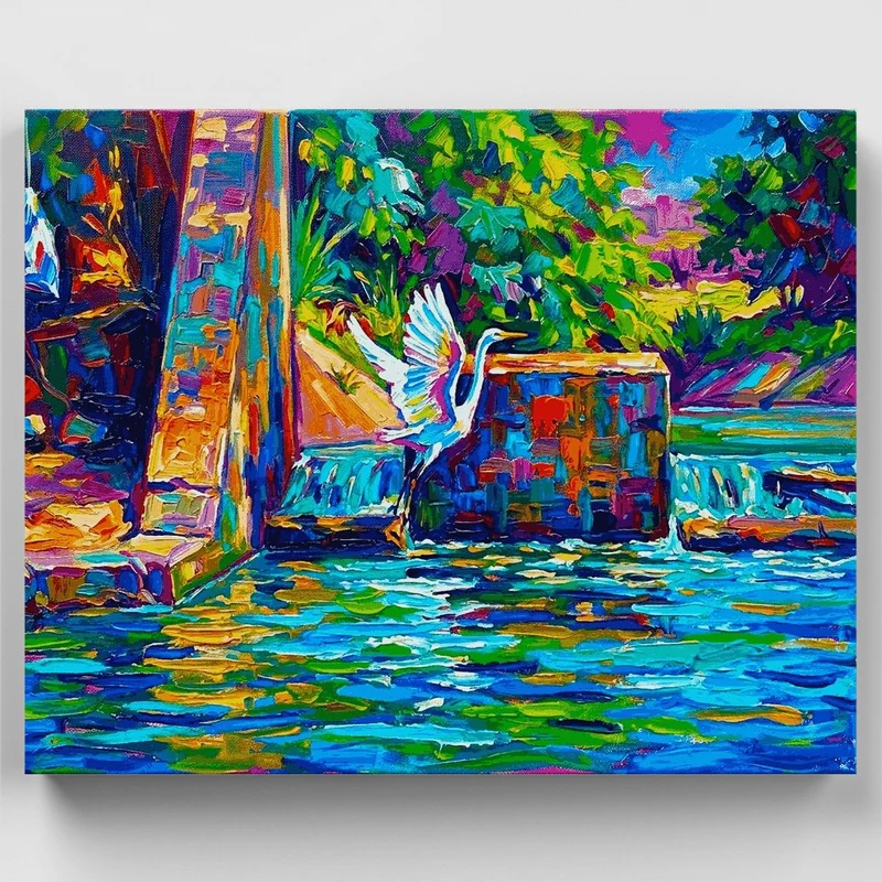 "Egret in Flight" Paint by Numbers Kit