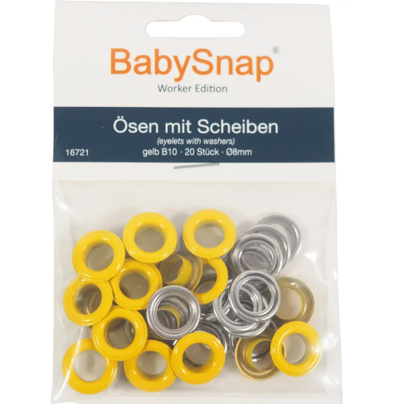 SALE -50% BabySnap Ösen mit Scheiben 8mm gelb B!0