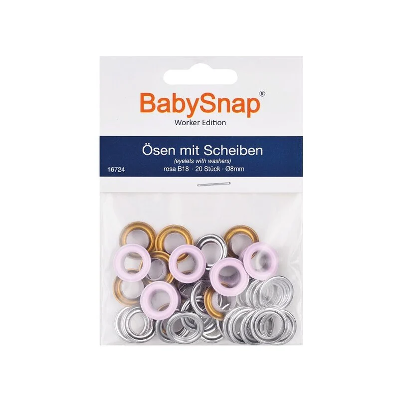 SALE -50% BabySnap Ösen mit Scheiben 8mm rosa