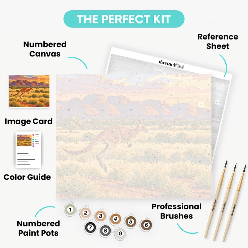 Red Kangaroo Leap - Paint by Numbers Kit