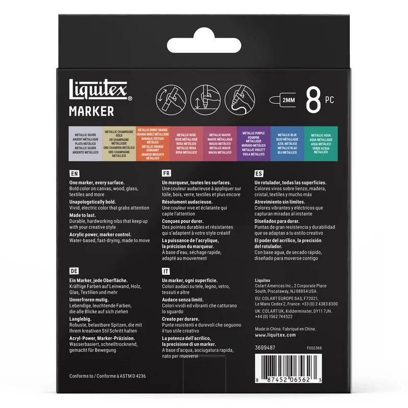Liquitex - Marker Set 8x2mm, Set 4 - Metallic